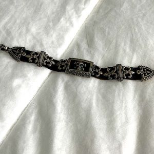 Royal Order sterling silver and leather bracelet